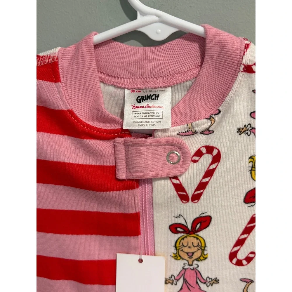 Hanna Andersson Grinch Cindy Lou Who Striped Organic Cotton Pajamas 18-24 Months
